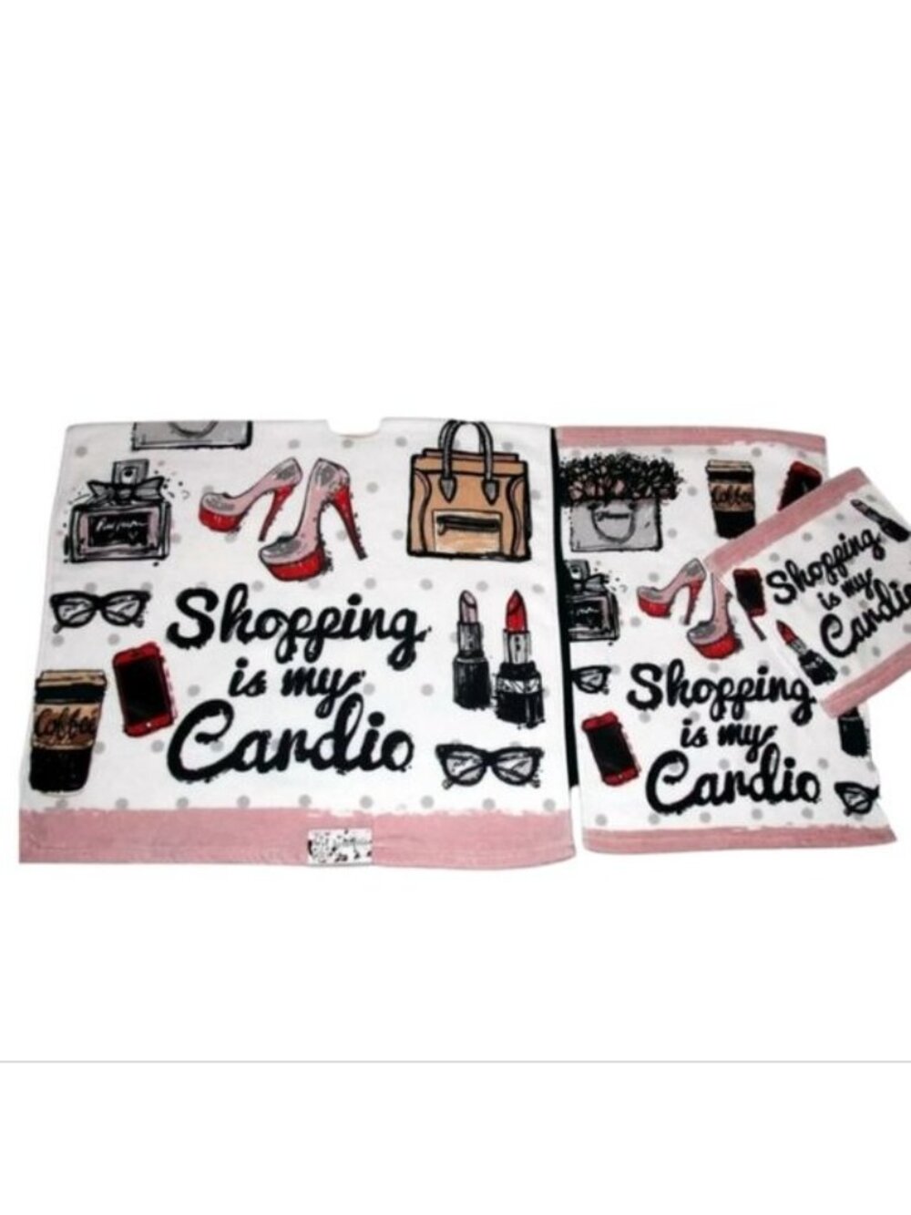 Kassafina Home "Shopping is My Cardio" Lux Goods Bath + Hand Towels, Wash…